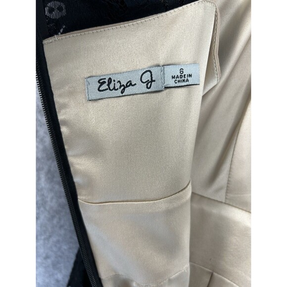 Eliza J Women’s Floral Lace Sleeveless Zip Sheath Dress Black Size 6 Whimsigoth - Picture 9 of 10